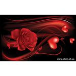 Фотообои Красные сердечки и роза на фоне - 300